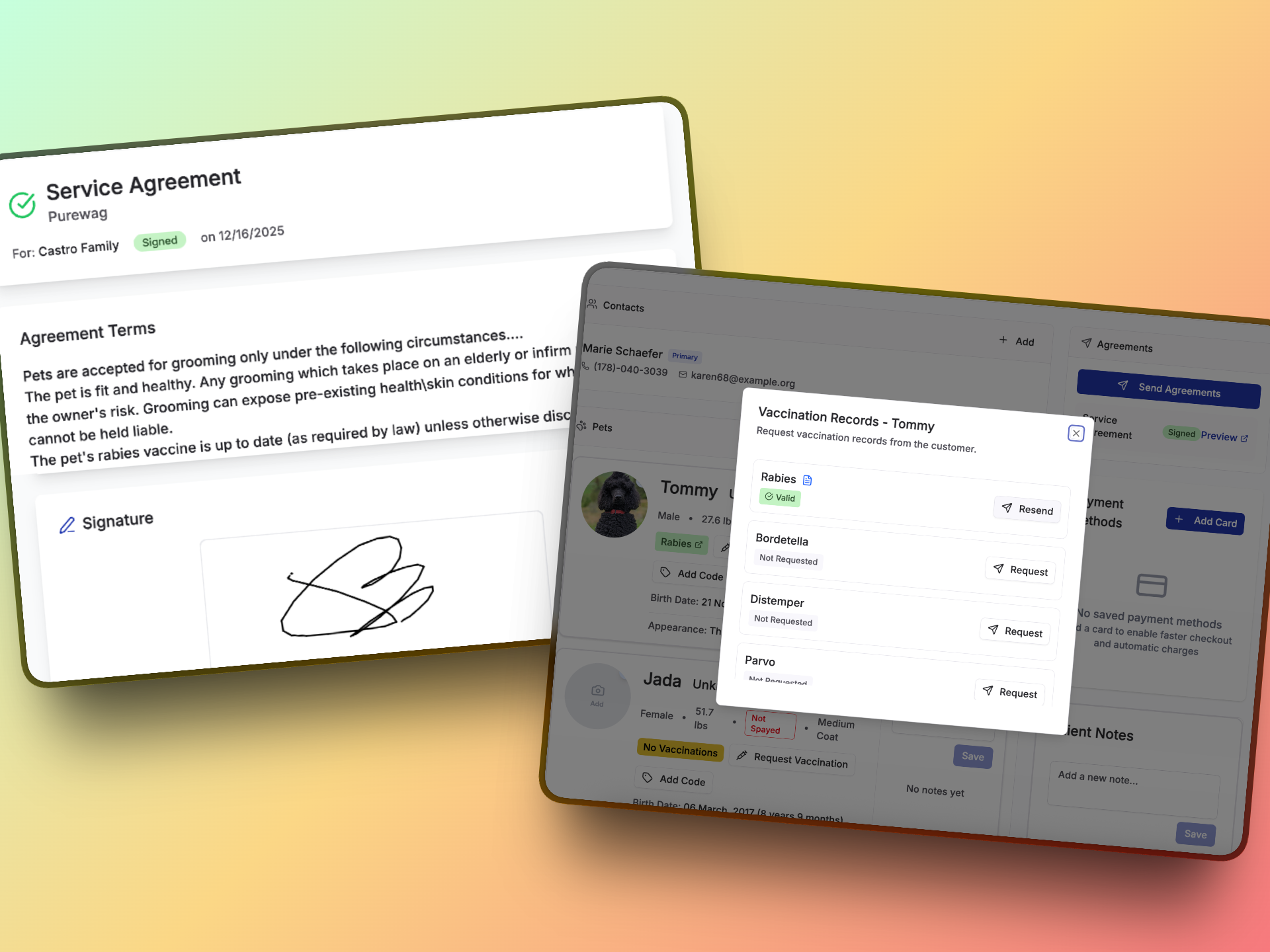 Digital agreements and health records