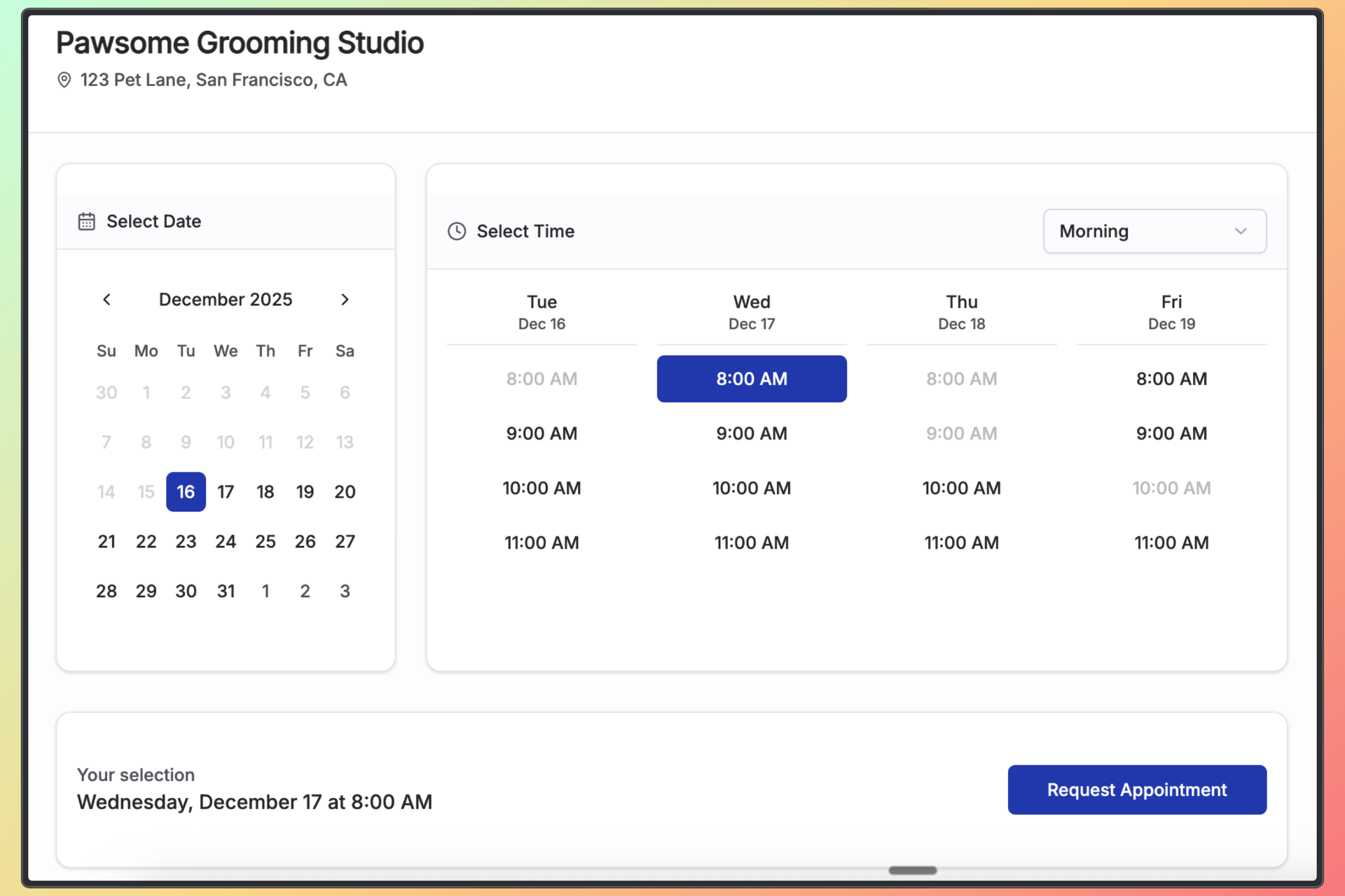 man scheduling an appointment on mobile phone with dog in lap