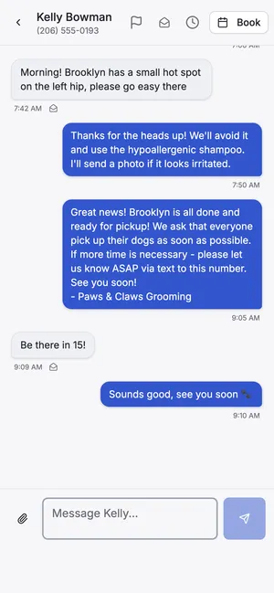 A conversation in the iPhone app